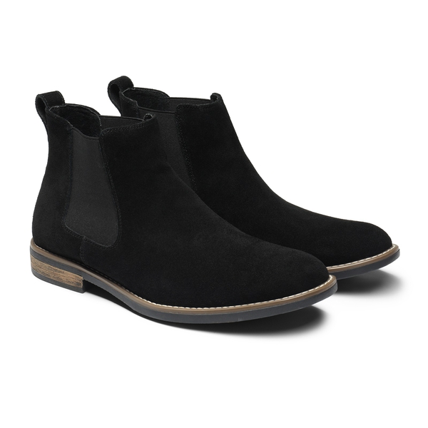 Men's Timeless Suede Leather Chelsea Boots - BLACK - 5